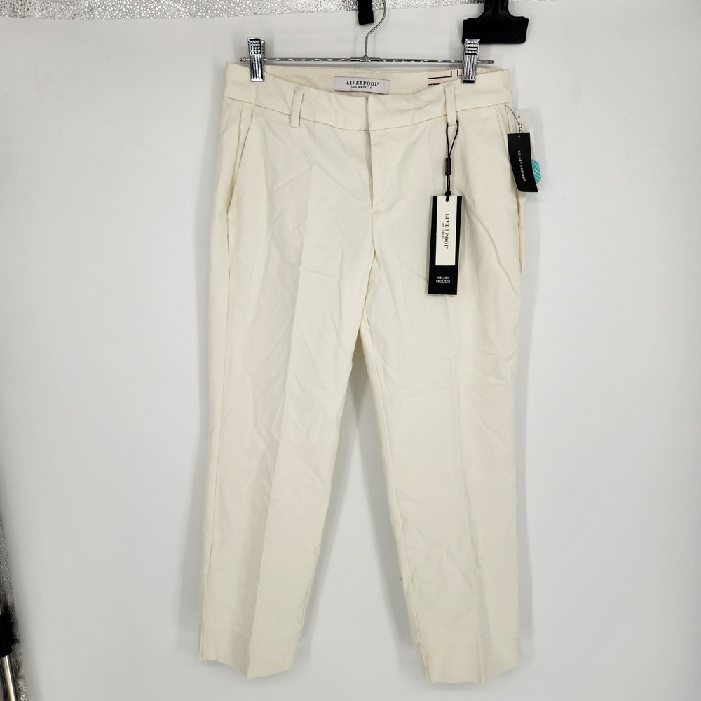 Liverpool Kelsey Trouser Off-White Petite 2/26 Side Slit Dress Pants NWT
